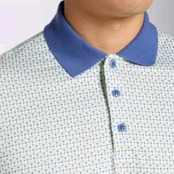 Walter Hagen Men's Clubhouse 19th Hole Polo Shirt Small White Lime Golf New - Picture 10 of 11